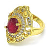 Oro Laminado Multi Stone Ring, Gold Filled Style with Ruby and White Cubic Zirconia, Polished, Golden Finish, 01.266.0010.1.07 (Size 7)