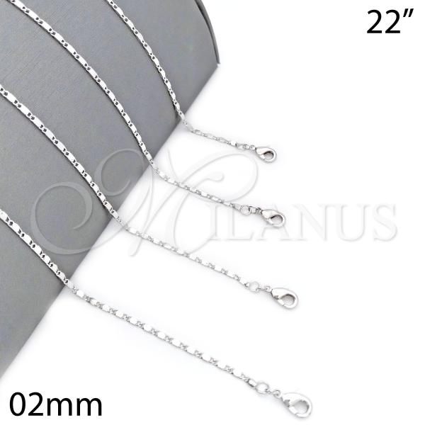 Rhodium Plated Basic Necklace, Polished, Rhodium Finish, 04.213.0004.1.22