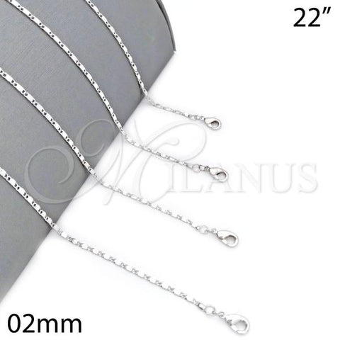 Rhodium Plated Basic Necklace, Polished, Rhodium Finish, 04.213.0004.1.22