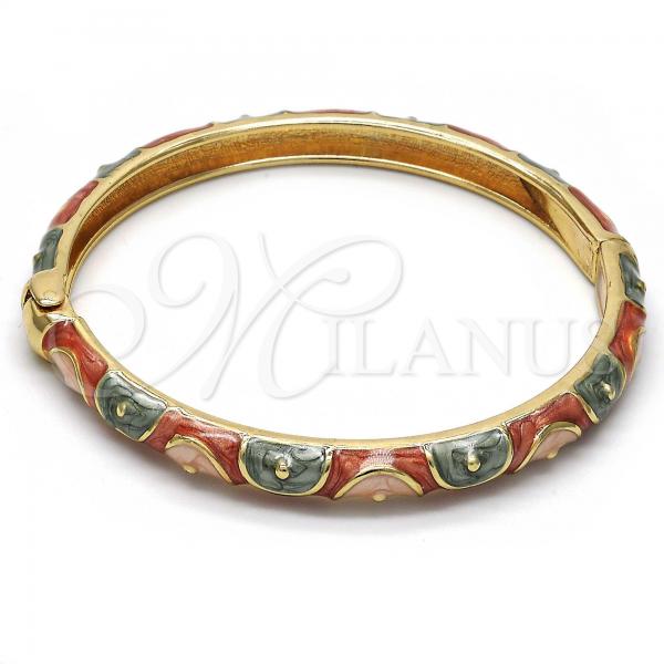 Oro Laminado Individual Bangle, Gold Filled Style Brown Enamel Finish, Golden Finish, 07.246.0003.2.05 (06 MM Thickness, Size 5 - 2.50 Diameter)