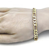 Oro Laminado Basic Bracelet, Gold Filled Style Figaro Design, Polished, Golden Finish, 5.222.011.08