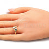Oro Laminado Elegant Ring, Gold Filled Style Heart Design, Polished, Golden Finish, 01.341.0028