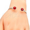 Rhodium Plated Individual Bangle, with Padparadscha Swarovski Crystals, Polished, Rhodium Finish, 07.239.0014.3 (03 MM Thickness, One size fits all)