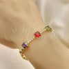 Oro Laminado Fancy Bracelet, Gold Filled Style with Multicolor Cubic Zirconia, Polished, Golden Finish, 03.283.0129.1.07