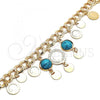 Oro Laminado Charm Bracelet, Gold Filled Style with Turquoise Opal, Polished, Golden Finish, 03.331.0119.1.08