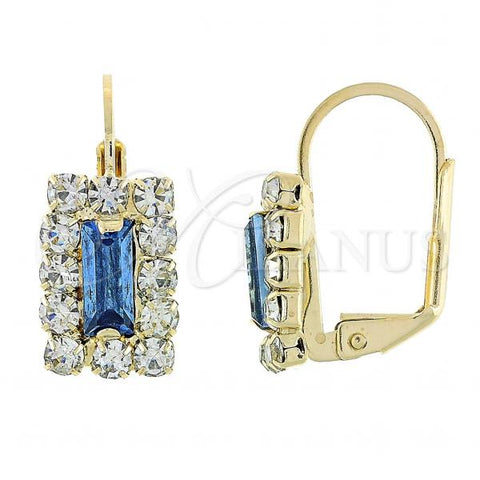 Oro Laminado Leverback Earring, Gold Filled Style with Light Tanzanite and White Cubic Zirconia, Polished, Golden Finish, 5.125.020.2