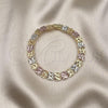 Oro Laminado Fancy Bracelet, Gold Filled Style Diamond Cutting Finish, Tricolor, 03.102.0068.07