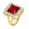 Oro Laminado Multi Stone Ring, Gold Filled Style with Garnet and White Cubic Zirconia, Polished, Golden Finish, 01.205.0012.1.08 (Size 8)