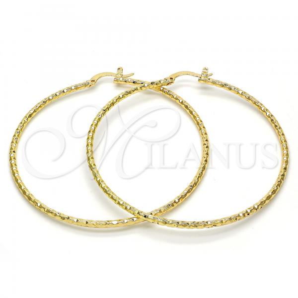 Oro Laminado Large Hoop, Gold Filled Style Diamond Cutting Finish, Golden Finish, 02.168.0040.60