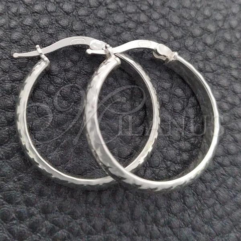 Sterling Silver Small Hoop, Diamond Cutting Finish, Silver Finish, 02.389.0123.20