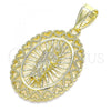 Oro Laminado Religious Pendant, Gold Filled Style San Judas and Heart Design, Polished, Golden Finish, 05.253.0105