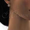 Oro Laminado Huggie Hoop, Gold Filled Style Teardrop Design, with White Cubic Zirconia, Polished, Golden Finish, 02.196.0066.15