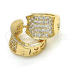 Oro Laminado Huggie Hoop, Gold Filled Style with White Cubic Zirconia, Polished, Golden Finish, 02.217.0068.1.15