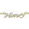 Oro Laminado Pendant Necklace, Gold Filled Style Nameplate Design, Polished, Tricolor, 04.63.1385.1.18