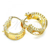 Oro Laminado Small Hoop, Gold Filled Style with White Cubic Zirconia, Polished, Golden Finish, 02.210.0302.20