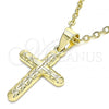 Oro Laminado Religious Pendant, Gold Filled Style Cross Design, Polished, Golden Finish, 05.213.0091