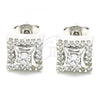 Sterling Silver Stud Earring, with White Cubic Zirconia and White Crystal, Polished, Rhodium Finish, 02.369.0015
