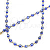Oro Laminado Necklace and Bracelet, Gold Filled Style Evil Eye Design, Blue Resin Finish, Golden Finish, 06.63.0199.1