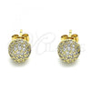 Oro Laminado Stud Earring, Gold Filled Style with White Micro Pave, Polished, Golden Finish, 02.344.0108