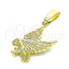 Oro Laminado Fancy Pendant, Gold Filled Style Eagle Design, Diamond Cutting Finish, Golden Finish, 5.182.010