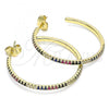 Oro Laminado Stud Earring, Gold Filled Style with Multicolor Micro Pave, Polished, Golden Finish, 02.156.0539