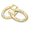 Oro Laminado Small Hoop, Gold Filled Style Diamond Cutting Finish, Tricolor, 02.170.0153.25