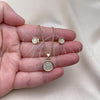 Oro Laminado Earring and Pendant Adult Set, Gold Filled Style with White Micro Pave, Polished, Golden Finish, 10.156.0277