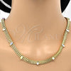 Oro Laminado Necklace and Bracelet, Gold Filled Style with Aurore Boreale Crystal, Polished, Golden Finish, 06.185.0017