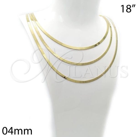 Oro Laminado Basic Necklace, Gold Filled Style Herringbone Design, Polished, Golden Finish, 04.63.1167.18