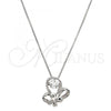 Gold Tone Pendant Necklace, Butterfly Design, with White Cubic Zirconia and White Micro Pave, Polished, Rhodium Finish, 04.213.0018.1.16.GT