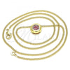 Oro Laminado Pendant Necklace, Gold Filled Style with Ruby Micro Pave, Polished, Golden Finish, 04.156.0338.1.20