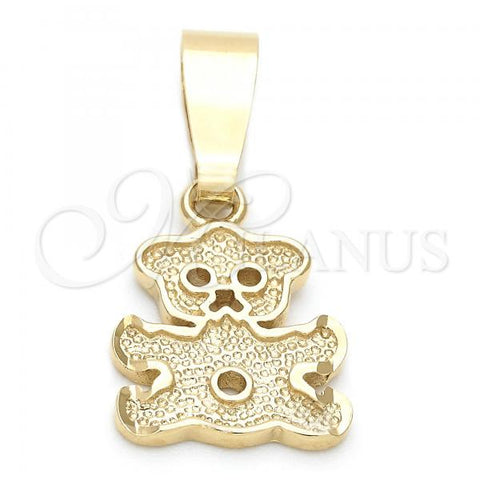 Oro Laminado Fancy Pendant, Gold Filled Style Teddy Bear Design, Diamond Cutting Finish, Golden Finish, 5.183.004