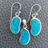Sterling Silver Earring and Pendant Adult Set, with Bermuda Blue Opal, Polished, Silver Finish, 10.391.0012