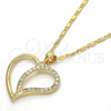 Oro Laminado Pendant Necklace, Gold Filled Style with White Cubic Zirconia, Polished, Golden Finish, 04.99.0032.18
