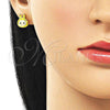 Oro Laminado Stud Earring, Gold Filled Style Yellow Enamel Finish, Golden Finish, 02.156.0735.3