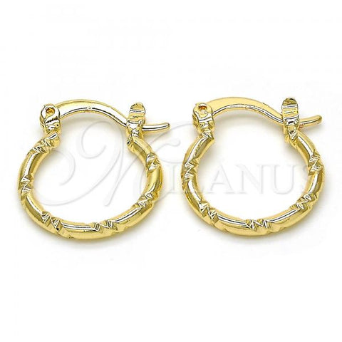 Oro Laminado Small Hoop, Gold Filled Style Diamond Cutting Finish, Golden Finish, 02.96.0088.15