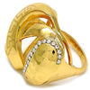 Oro Laminado Multi Stone Ring, Gold Filled Style Greek Key Design, with White Crystal, Polished, Golden Finish, 01.241.0009.09 (Size 9)