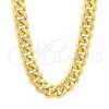 Oro Laminado Basic Necklace, Gold Filled Style Miami Cuban Design, Polished, Golden Finish, 04.63.0130.30