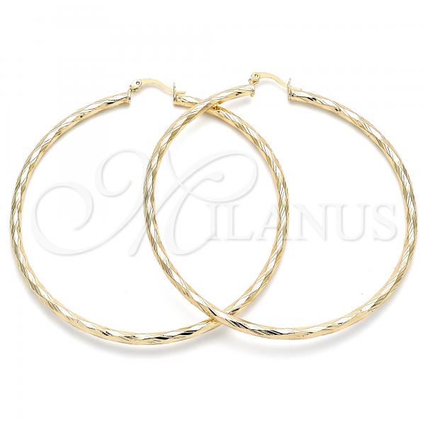 Oro Laminado Extra Large Hoop, Gold Filled Style Diamond Cutting Finish, Golden Finish, 02.213.0240.70