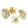 Oro Laminado Stud Earring, Gold Filled Style with White Micro Pave, Polished, Golden Finish, 02.344.0081