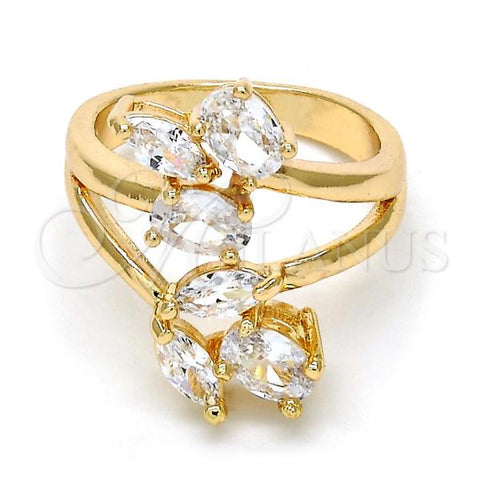 Oro Laminado Multi Stone Ring, Gold Filled Style with White Cubic Zirconia, Polished, Golden Finish, 01.210.0047.09 (Size 9)