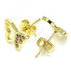 Oro Laminado Stud Earring, Gold Filled Style Butterfly Design, with Garnet Micro Pave, Polished, Golden Finish, 02.156.0466.2