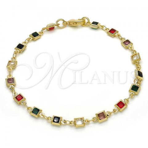 Oro Laminado Fancy Bracelet, Gold Filled Style with Multicolor Crystal, Polished, Golden Finish, 03.63.2065.08