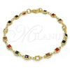 Oro Laminado Fancy Bracelet, Gold Filled Style with Multicolor Crystal, Polished, Golden Finish, 03.63.2065.08