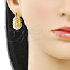 Oro Laminado Small Hoop, Gold Filled Style Ball Design, with Ivory Pearl, Polished, Golden Finish, 02.341.0245.20