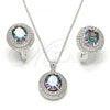 Sterling Silver Earring and Pendant Adult Set, with  Cubic Zirconia and White Micro Pave, Polished, Rhodium Finish, 10.186.0021