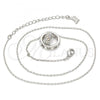 Rhodium Plated Pendant Necklace, Rolo and Heart Design, with Aurore Boreale Swarovski Crystals, Polished, Rhodium Finish, 04.239.0028.16