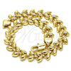 Oro Laminado Fancy Bracelet, Gold Filled Style Leaf Design, Polished, Golden Finish, 03.210.0027.08