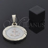 Oro Laminado Fancy Pendant, Gold Filled Style Anchor Design, Diamond Cutting Finish, Tricolor, 5.187.023.2