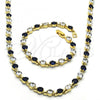 Oro Laminado Necklace and Bracelet, Gold Filled Style with Sapphire Blue and White Cubic Zirconia, Polished, Golden Finish, 06.205.0031.3